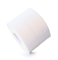 Side view of single tissue paper roll or toilet paper isolated with clipping path and shadow in file format png