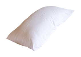 White pillow with case after guest's use at hotel or resort room isolated in file format, Concept of confortable and happy sleep in daily life png