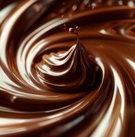 Closeup of Swirling Dark Chocolate Abstract Background photo