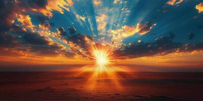 Sun Setting Over Barren Plain photo
