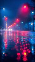 Street Light in Rain-Soaked Street photo