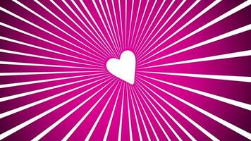 Vivid Purple Background with White Heart and Radiating Lines for Romantic Theme video