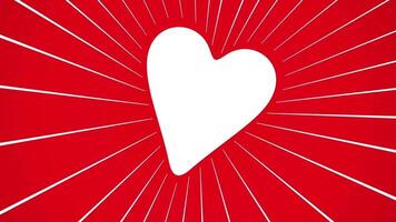 Bold Red Background with White Heart and Radiating Sun Rays Design video