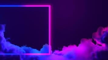 Neon Rectangular Frame with Vibrant Clouds on Dark Background video