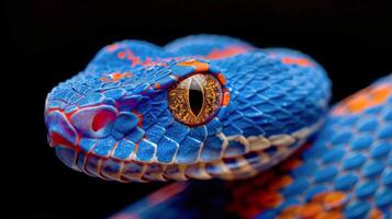 Close Up of Blue Snake Head photo