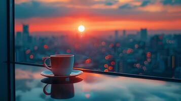 Coffee Cup on Table by Window photo