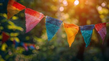 Array of Flags Hanging in the Air photo