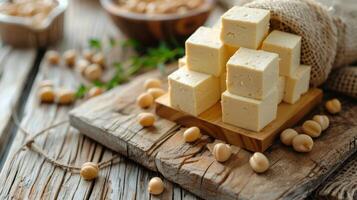 Wooden Cutting Board With Cheese and Parsley photo