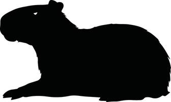 a silhouette image of a capybara in a resting pose vector