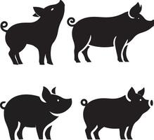 A set of pig silhouette image vector