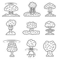 A nuclear explosion in a thin line. A mushroom wave after an atomic explosion. vector