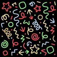 Color isolated illustration. Various colorful line flat icons. Various textures and shapes. vector