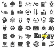 Energy sources. Set of icons of various energy sources. vector