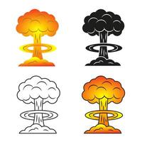 Nuclear explosion. A mushroom wave after an atomic explosion. Different styles. vector