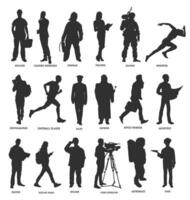 conjunto de diferente profesiones siluetas en negro. vector