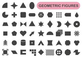 Silhouettes of abstract geometric shapes, different shapes in black. vector