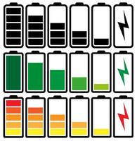Battery charge indicators icons, graphics. vector