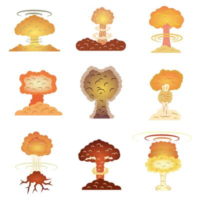 A mushroom wave after an atomic explosion. After the atomic bomb, like a mushroom cloud.