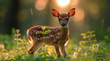Small Deer on Lush Green Field photo
