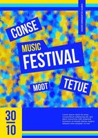 Music fest poster template with hand drawn pattern. Banner with abstract pattern with with colorful dots. Van Gogh style brush strokes texture. Festival placard with typography vector