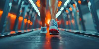 Close Up of Person Running on a Treadmill photo