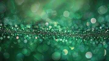 Close-Up of Green and Gold Glitter Background photo