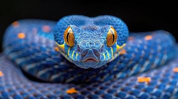 Close Up of Blue Snake Head photo