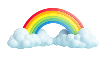 arc en ciel avec des nuages 3d style isolé sur transparent Contexte png