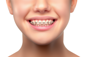 Smile With Teeth Braces for Dentist Advertisement Isolated on Transparent Background png