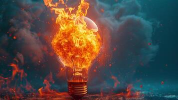 Bursting Light Bulb on Fire photo