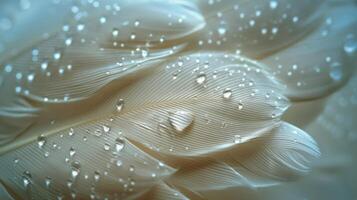 Close Up of a White Feather on Blurry Background photo