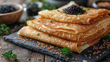 Stack of Pancakes With Blackberries photo
