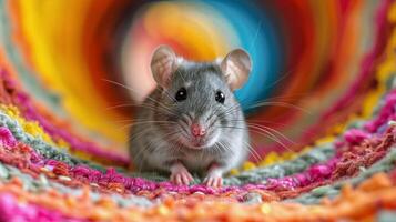 Mouse Sitting on Top of Pile of Candy photo