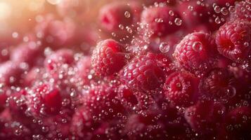 Fresh Raspberries With Leaves photo