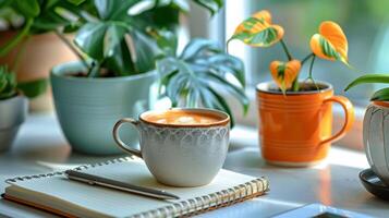 A Cup of Coffee on a Wooden Table photo