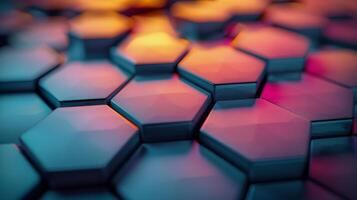 Close Up of a Colorful Hexagonal Pattern photo