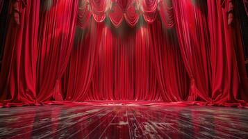 Stage Set With Red Curtains and Lights photo