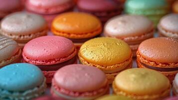 Close Up of Colorful Macaroons photo