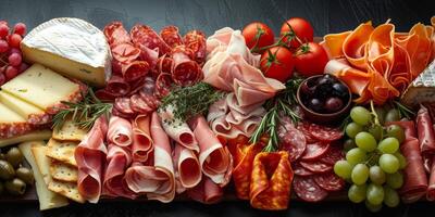 Platter of Meats, Cheeses, and Vegetables photo