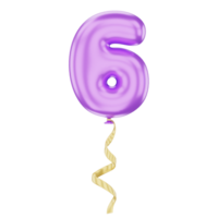 3D Balloon Number 6 Icon for uiux, web, app, infographic, etc png