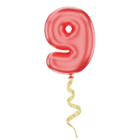 3D Balloon Number 9 Icon for uiux, web, app, infographic, etc png