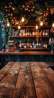 Wooden Table Top at the Bar photo
