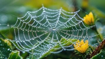 Spider Web Covered in Water Droplets photo