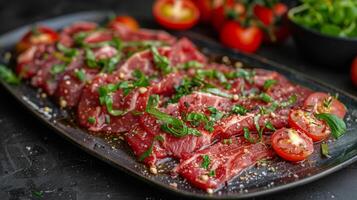 White Plate With Meat and Sauce photo