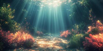 Sunlight Streaming Through Coral Reef photo
