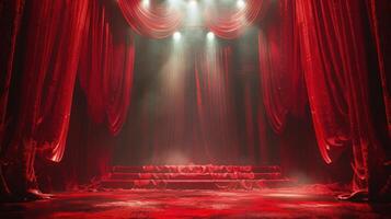 Stage Set With Red Curtains and Lights photo