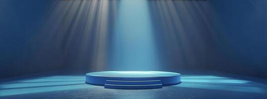 Blue Room With White Table and Blue Wall photo