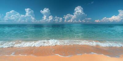 Sandy Beach With Wave Rolling In photo