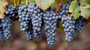 Bunch of Grapes Hanging From Vine photo