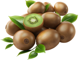 bunch of kiwi with leaves Isolated on a Transparent Background png